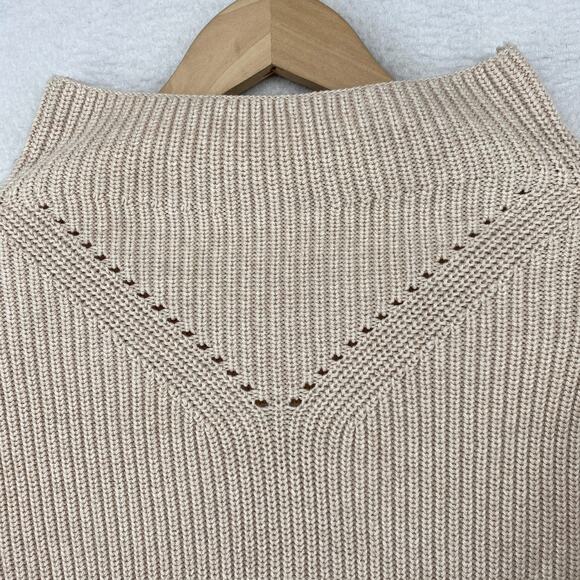 PACT Sweater Womens XS Organic Cotton Ribbed Funnel Neck Pullover Beige - Picture 7 of 13